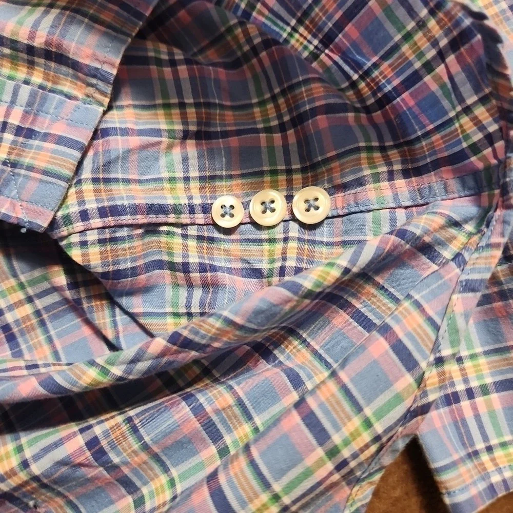 Polo Ralph Lauren Shirt Men's XL Blue Plaid Cotton Button Up
